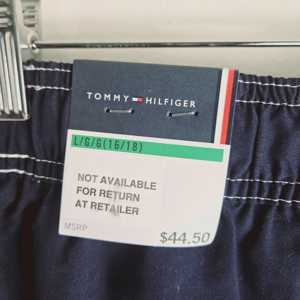 Tommy Hilfiger Boys Tommy Script Graphic Swim Boardshorts Navy Blue Size L - Picture 4 of 5